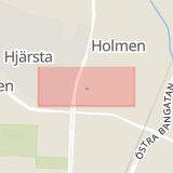 Karta som med röd fyrkant ramar in Ullavigatan, Hjärsta, Örebro, Örebro län