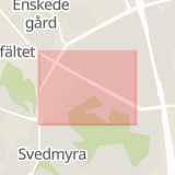 Karta som med röd fyrkant ramar in Gamla Enskede, Handelsvägen, Stockholm, Stockholms län