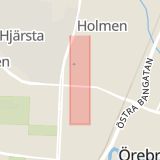 Karta som med röd fyrkant ramar in Lövstagatan, Örebro, Örebro län