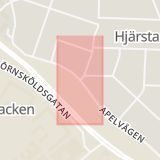 Karta som med röd fyrkant ramar in Apelvägen, Hjärsta, Örebro, Örebro län