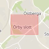 Karta som med röd fyrkant ramar in Örby Slott, Stockholm, Stockholms län