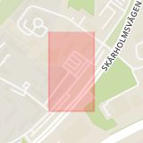 Karta som med röd fyrkant ramar in Sätra Torg, Stockholm, Stockholms län