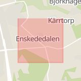 Karta som med röd fyrkant ramar in Enskededalen, Stockholms län