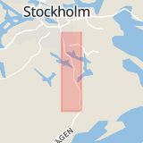Karta som med röd fyrkant ramar in Nynäsvägen, Länna, Huddinge, Stockholms län