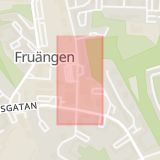 Karta som med röd fyrkant ramar in Fruängen, Läkaren, Stockholm, Stockholms län