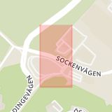 Karta som med röd fyrkant ramar in Enskedefältet, Sockengränd, Stockholm, Stockholms län