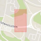 Karta som med röd fyrkant ramar in Tippen, Igelboda, Hälsobutiken, Nacka, Stockholms län