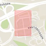 Karta som med röd fyrkant ramar in Fruängen, Wendela Hebbes Gata, Stockholm, Stockholms län