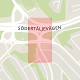 Karta som med röd fyrkant ramar in Svartlösavägen, Älvsjövägen, Stockholm, Stockholms län