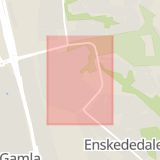 Karta som med röd fyrkant ramar in Gamla Enskede, Åstorpsringen, Stockholm, Stockholms län
