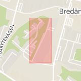 Karta som med röd fyrkant ramar in Järnbärarvägen, Bredäng, Gröndalsvägen, Stockholm, Stockholms län