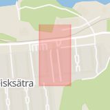 Karta som med röd fyrkant ramar in Fisksätra, Läkaren, Nacka, Stockholms län