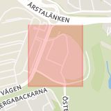 Karta som med röd fyrkant ramar in Östberga, Grosshandlarvägen, Stockholm, Stockholms län