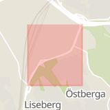 Karta som med röd fyrkant ramar in Östberga, Åbyvägen, Stockholm, Stockholms län