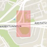Karta som med röd fyrkant ramar in Johanneshov, Skulptörvägen, Etsarvägen, Bildhuggarvägen, Stockholm, Stockholms län