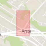 Karta som med röd fyrkant ramar in Årsta, Årsta Torg, Stockholm, Stockholms län