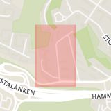 Karta som med röd fyrkant ramar in Storsjövägen, Årsta, Stockholm, Stockholms län