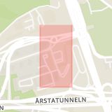 Karta som med röd fyrkant ramar in Hammarbyhöjden, Gullmarsplan, Stockholm, Stockholms län