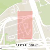 Karta som med röd fyrkant ramar in Östermalm, Gullmarsplan, Stockholm, Stockholms län