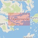 Karta som med röd fyrkant ramar in Fågelbrolandet, Värmdö, Stockholms län
