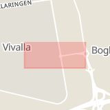 Karta som med röd fyrkant ramar in Poesigatan, Vivalla, Örebro, Örebro län