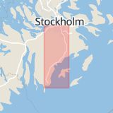 Karta som med röd fyrkant ramar in Hökarängen, Nynäsvägen, Stockholm, Stockholms län