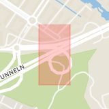 Karta som med röd fyrkant ramar in Södra Länken, Hammarbytunneln, Essingeleden, Stockholm, Stockholms län