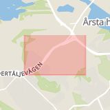 Karta som med röd fyrkant ramar in Västberga, Huddinge, Stockholms län