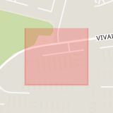 Karta som med röd fyrkant ramar in Vivalla, Strofgatan, Örebro, Örebro län