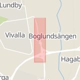 Karta som med röd fyrkant ramar in Hedgatan, Vivalla, Örebro, Örebro län