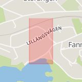 Karta som med röd fyrkant ramar in Stockholm, Lugnet, Nacka, Stockholms län