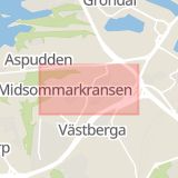 Karta som med röd fyrkant ramar in Östermalm, Midsommarkransen, Stockholm, Stockholms län