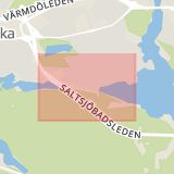 Karta som med röd fyrkant ramar in Duvnäs, Nacka, Stockholms län