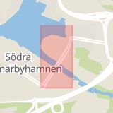 Karta som med röd fyrkant ramar in Hammarby Sjöstad, Lugnets Allé, Stockholm, Stockholms län