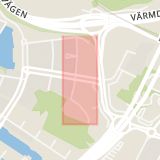 Karta som med röd fyrkant ramar in Hammarby Sjöstad, Vävar Johans Gata, Stockholm, Stockholms län