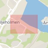 Karta som med röd fyrkant ramar in Liljeholmskajen, Stockholm, Stockholms län