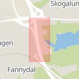 Karta som med röd fyrkant ramar in Duvnäs, Vattenverksvägen, Nacka, Stockholms län
