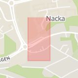 Karta som med röd fyrkant ramar in Nacka Forum, Nacka, Stockholms län