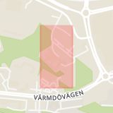 Karta som med röd fyrkant ramar in Nacka Stadshus, Järla, Stadshuset, Nacka, Stockholms län