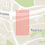 Karta som med röd fyrkant ramar in Forumvägen, Nacka, Stockholms län