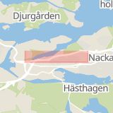 Karta som med röd fyrkant ramar in Värmdöleden, Stockholm, Sickla, Nacka, Stockholms län
