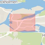Karta som med röd fyrkant ramar in Sickla, Stockholm, Stockholms län