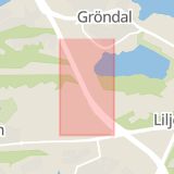 Karta som med röd fyrkant ramar in Essingeleden, Aspudden, Stockholm, Stockholms län