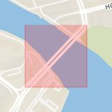 Karta som med röd fyrkant ramar in Liljeholmsbron, Stockholm, Stockholms län
