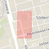 Karta som med röd fyrkant ramar in Björns Trädgård, Stockholm, Stockholms län