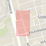 Karta som med röd fyrkant ramar in Södermalm, Götgatan, Medborgarplatsen, Stockholm, Stockholms län