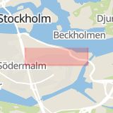Karta som med röd fyrkant ramar in Folkungagatan, Stockholm, Stockholms län