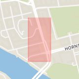 Karta som med röd fyrkant ramar in Bergsunds Strand, Långholmsgatan, Stockholm, Stockholms län