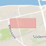 Karta som med röd fyrkant ramar in Södermalm, Wollmar Yxkullsgatan, Stockholm, Stockholms län