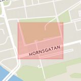 Karta som med röd fyrkant ramar in Södermalm, Hornsbruksgatan, Stockholm, Stockholms län